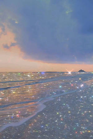 Vintage Aesthetic Clouds Sparkly Beach Wallpaper