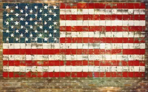 Vintage American Flag Wooden Texture Wallpaper
