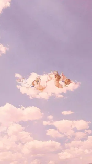 Vintage Angel Clouds Aesthetic.jpg Wallpaper