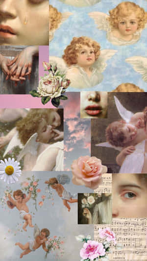 Vintage Angel Collage Aesthetic.jpg Wallpaper