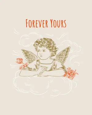 Vintage_ Angel_ Forever_ Yours_ Illustration Wallpaper