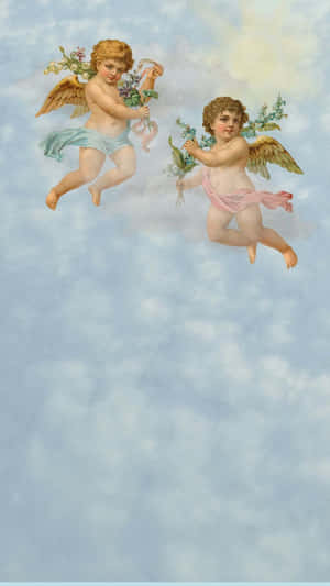 Vintage_ Angelic_ Cherubs_ Artwork Wallpaper