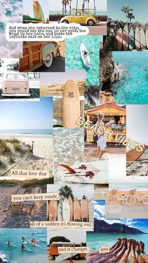Vintage Beach Collage Aesthetic Wallpaper