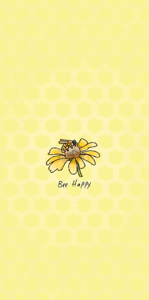 Vintage Bee Happy Yellow Background Wallpaper