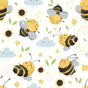 Vintage Bee Spreads Its Wings Wallpaper