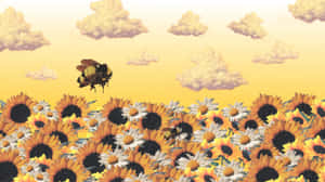 Vintage Bee Sunflower Field Aesthetic Wallpaper