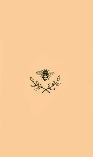 Vintage Beeand Laurel Branch Illustration Wallpaper