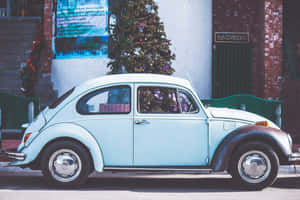 Vintage Beetle Christmas Tree Backdrop Wallpaper