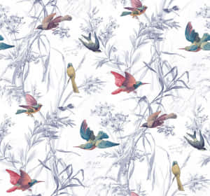 Vintage Birdand Flora Pattern Wallpaper