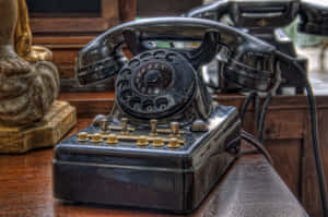 Vintage Black Rotary Telephone Wallpaper