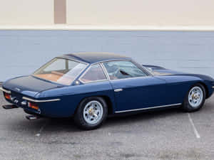 Vintage Blue Lamborghini Islero Parked Wallpaper