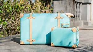 Vintage Blue Suitcase Set Outdoor Wallpaper