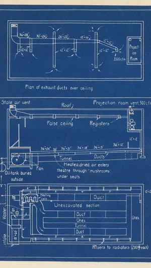 Vintage Blueprint Ventilation System Wallpaper