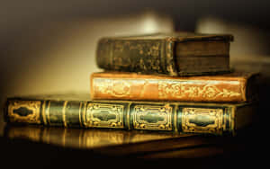 Vintage Books Golden Glow Wallpaper