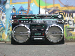 Vintage Boombox Graffiti Backdrop Wallpaper