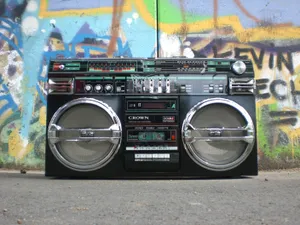 Vintage Boombox Graffiti Backdrop Wallpaper