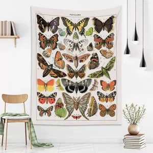 Vintage Butterfly Chart Tapestry Wallpaper