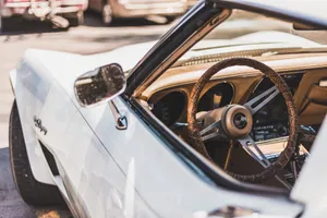 Vintage Car Steering Wheel Interior Wallpaper