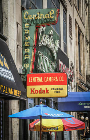 Vintage Central Camera Company Sign Wallpaper