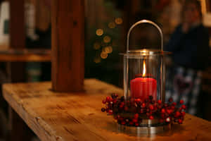 Vintage Christmas Candle Lantern Wallpaper