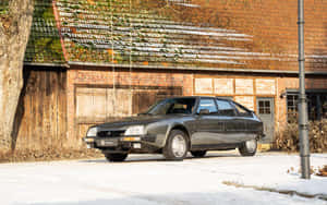 Vintage Citroen C X Winter Scene Wallpaper