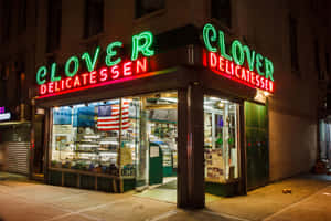 Vintage Clover Delicatessen Neon Sign Wallpaper