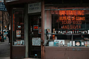 Vintage Coin Shop Neon Sign Wallpaper