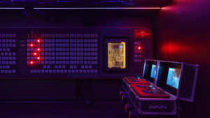 Vintage Computer Control Room Scene Wallpaper