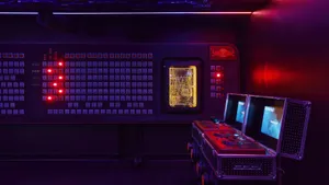 Vintage Computer Control Room Scene Wallpaper