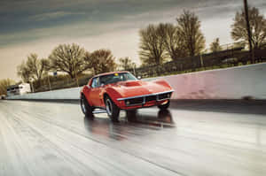 Vintage Corvette Racing Track Wallpaper