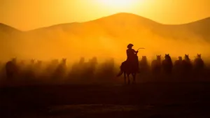 Vintage Cowboy At Sunset Wallpaper