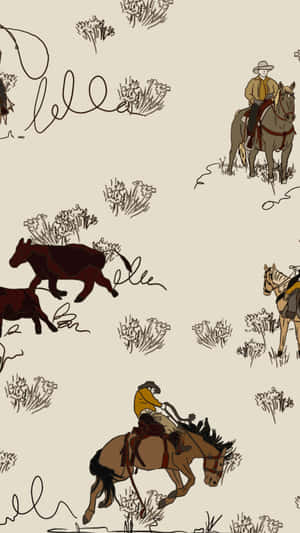 Vintage Cowboy Pattern Wallpaper