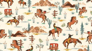 Vintage Cowboy Pattern Wallpaper