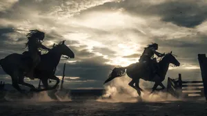 Vintage Cowboy Riding Horses Wallpaper