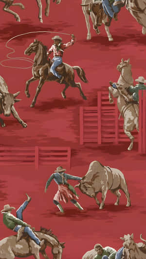Vintage Cowboy Rodeo Action Wallpaper