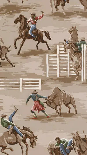 Vintage Cowboy Rodeo Scenes Wallpaper