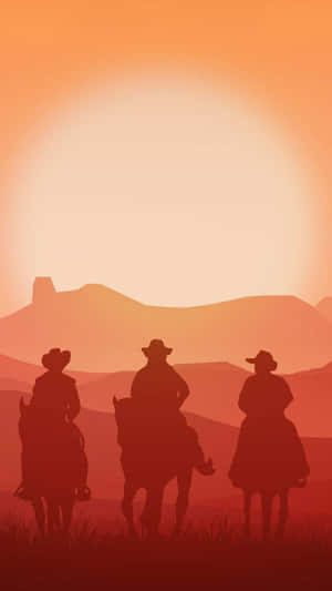 Vintage Cowboy Sunset Ride Wallpaper