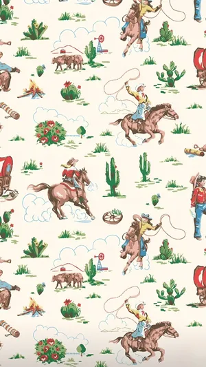 Vintage Cowboy Western Pattern Wallpaper