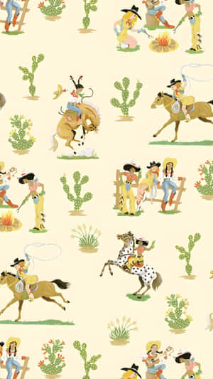 Vintage Cowboy Western Pattern Wallpaper