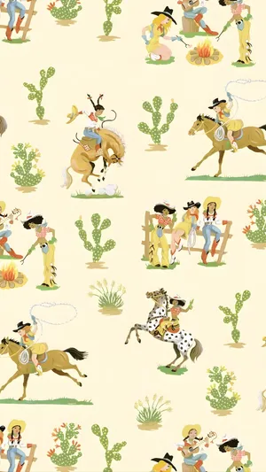Vintage Cowboy Western Pattern Wallpaper