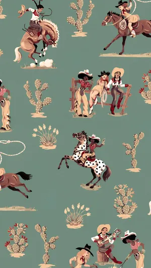 Vintage Cowboy Western Pattern Wallpaper