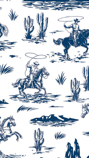 Vintage Cowboy Western Scene Wallpaper