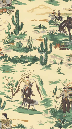 Vintage Cowboy Western Scene Wallpaper