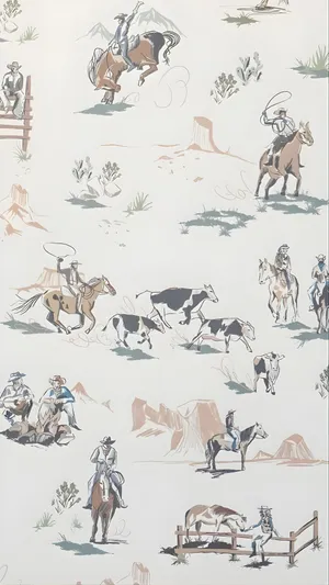 Vintage Cowboy Western Scenes Wallpaper