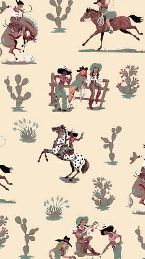 Vintage Cowboy Western Scenes Wallpaper