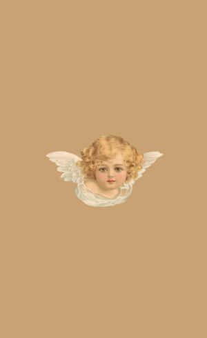 Vintage Curly Haired Angel Illustration Wallpaper