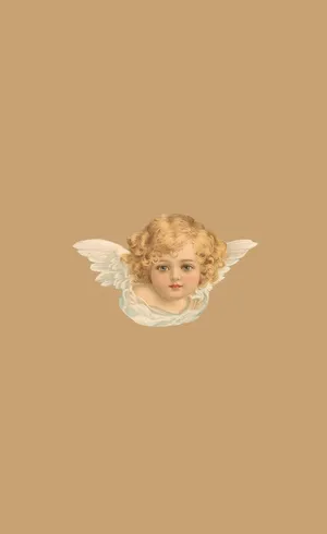 Vintage Curly Haired Angel Illustration Wallpaper
