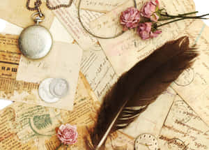 Vintage Desktop Feather Pen Wallpaper