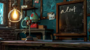 Vintage Deskwith Aloof Chalkboard Wallpaper