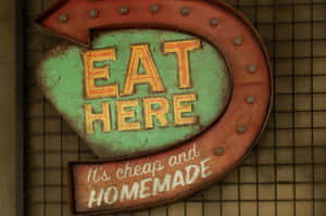 Vintage Eat Here Sign Wallpaper